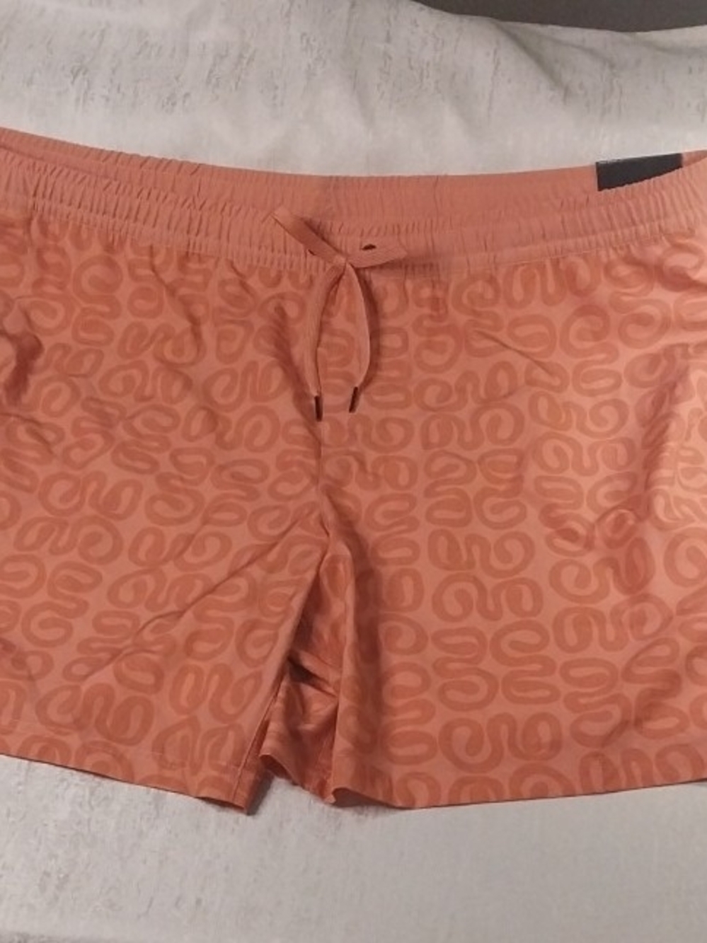 Quiksilver Coral- Orange Patterned Drawstring Athletic Shorts